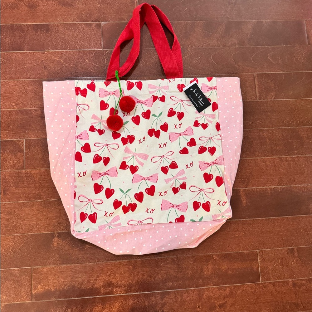 Viral Cherry Coquette Bow Reusable Canvas Shopping Bag
